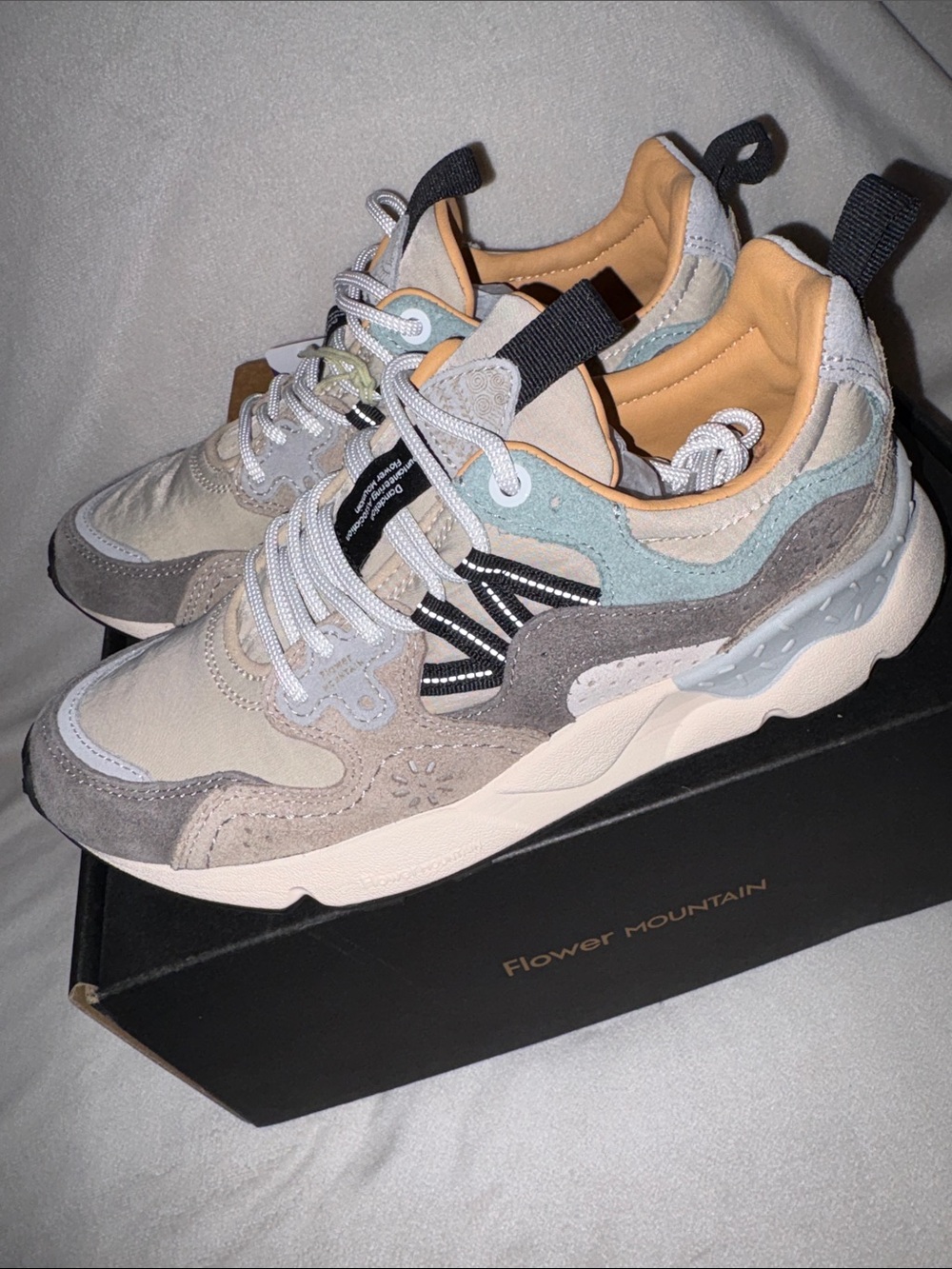 NWT Flower Mountain YAMANO 3 UNI Suede and technical fabric sneakers Sand/Beige - Picture 12 of 14